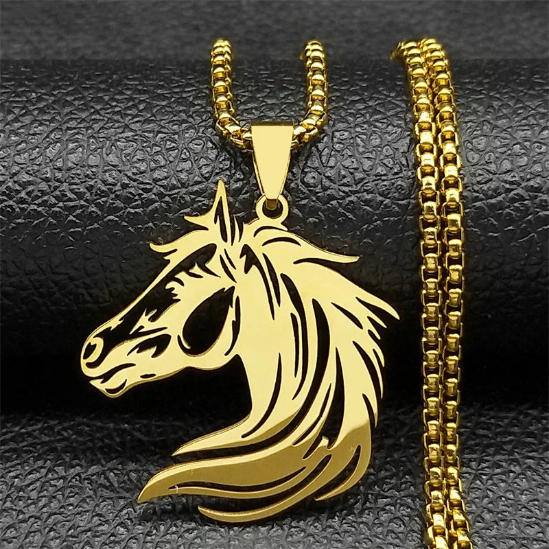 Horse Head Pendant Necklace – Stainless Steel Animal Jewelry for Women & Men (N2026)