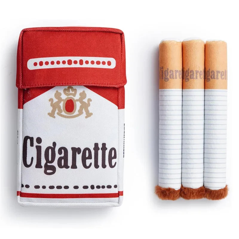 Squeaky Plush Dog Toy, Cigarette Design Interactive Chew Toy