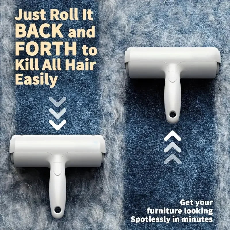 Reusable Pet Hair Removal Mitt & Self-Cleaning Lint Roller Set for Furniture, Couch & Carpet