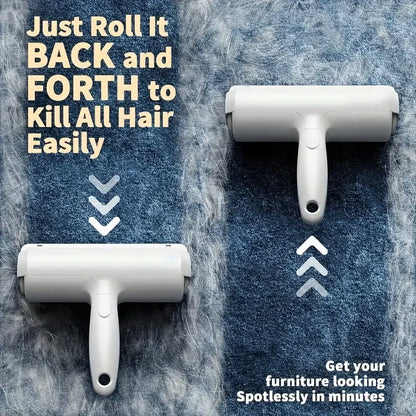 Reusable Pet Hair Removal Mitt & Self-Cleaning Lint Roller Set for Furniture, Couch & Carpet