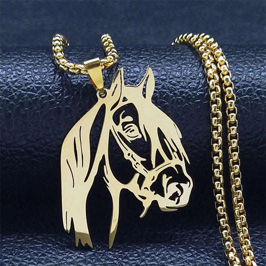 Horse Head Pendant Necklace – Stainless Steel Animal Jewelry for Women & Men (N2026)