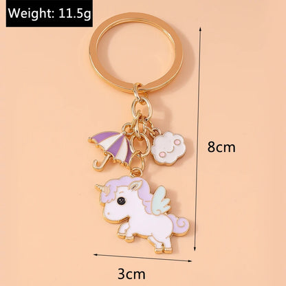 Enamel Horse Unicorn Keychain, Cute Animal Key Ring Pendant, Car Key Holder, Handbag Accessory, DIY Jewelry Gift for Women and Girls
