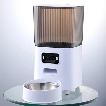 5L Smart Automatic Cat Feeder with Camera – Dual Bowl WiFi Pet Food Dispenser with Voice Recorder for Cats & Dogs