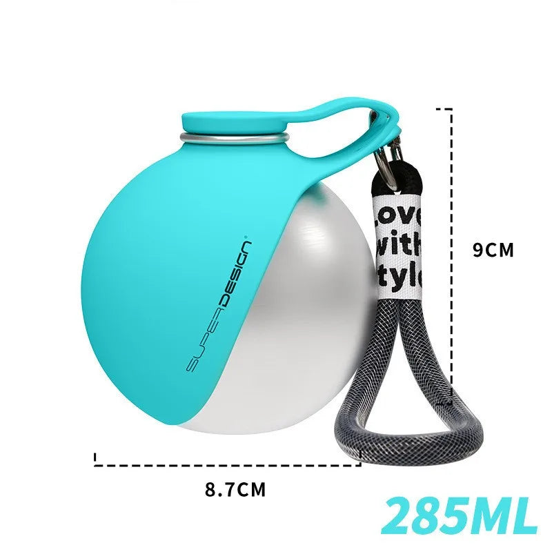 Stainless Steel Dog Water Bottle, No-Spill Travel Bowl for Walking & Hiking