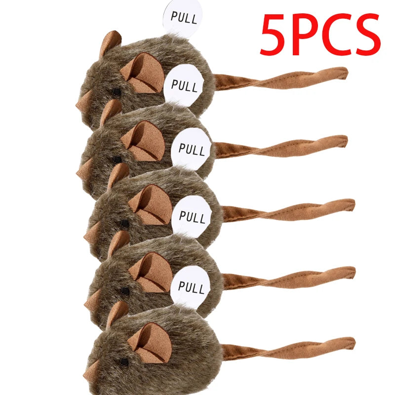 Interactive Mouse Plush Cat Chew Toy Squeaky Imitation Mice Bite Resistant Kitten Toy Interactive Plush Cat Toy Supplies