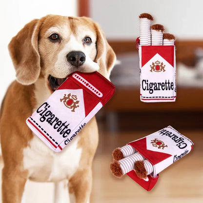 Squeaky Plush Dog Toy, Cigarette Design Interactive Chew Toy