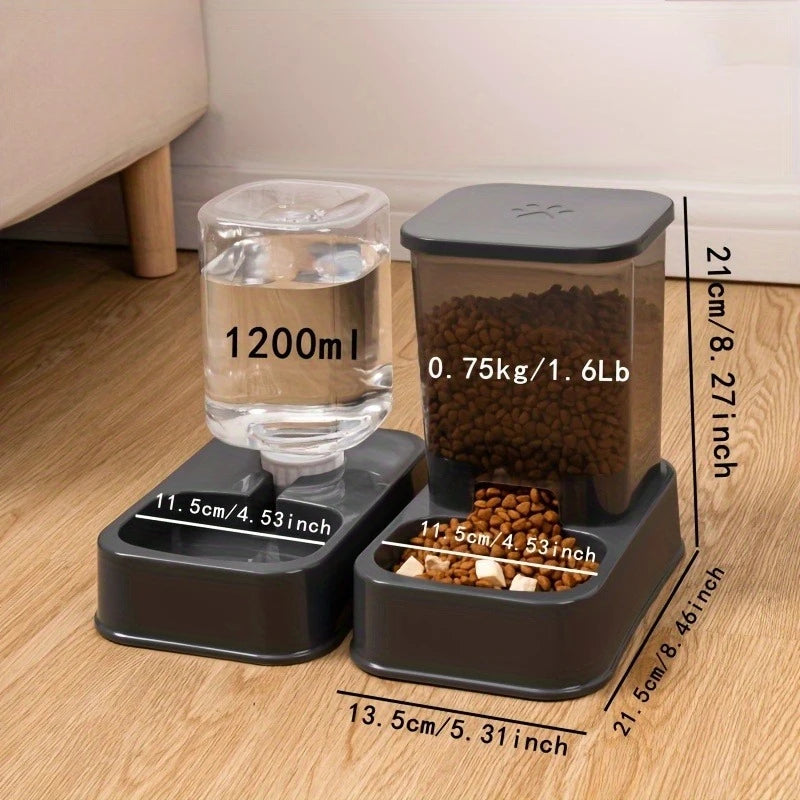 Automatic Pet Feeder & Water Dispenser Set – Smart Portion Control Bowl for Cats & Dogs (No Battery)