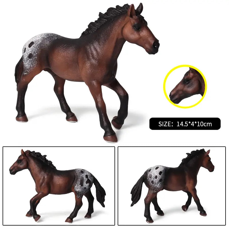 Oenux Realistic Horse Figurine, Forest Wild Steed Farm Animal Model, PVC Action Figure Toy, Haflinger and Ferghana Horse Collectible for Kids