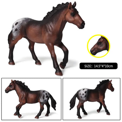 Oenux Realistic Horse Figurine, Forest Wild Steed Farm Animal Model, PVC Action Figure Toy, Haflinger and Ferghana Horse Collectible for Kids