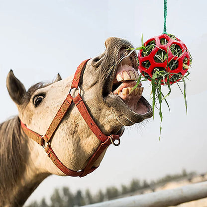 Horse Treat Ball & Hanging Hay Feeder, Foraging Toy for Stress Relief