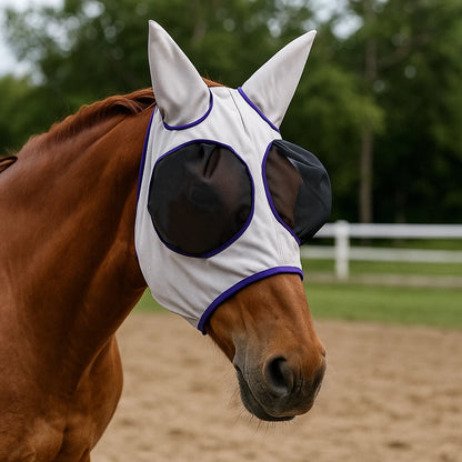 New Summer Horse Fly Mask, Breathable Mosquito Repellent Face Cover for Horses, Comfortable Insect Protection for Riding and Outdoor Equestrian Activities
