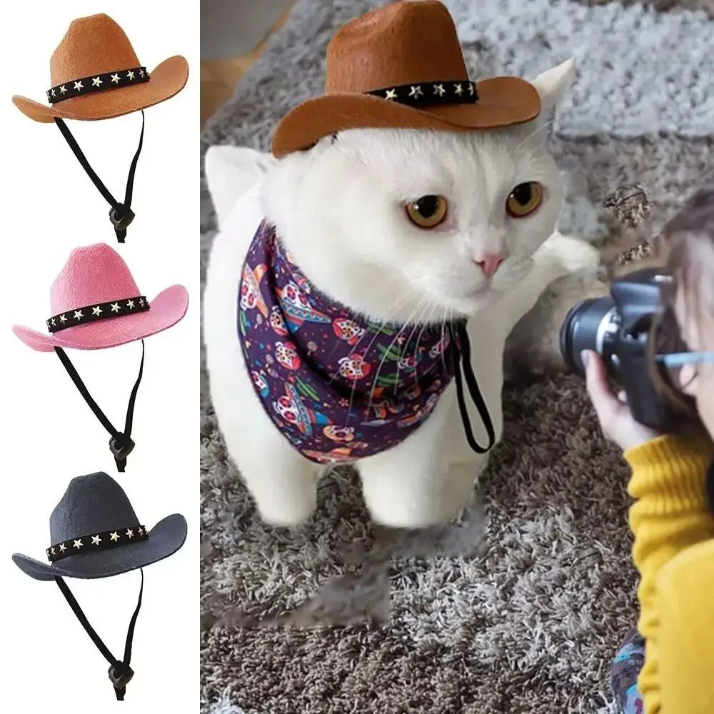 Adjustable Cowboy Hat for Dogs & Cats, Funny Summer Pet Headwear