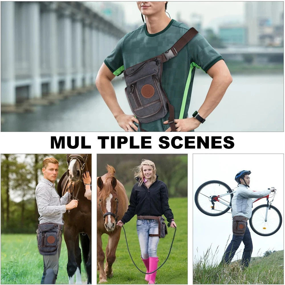Equestrian Drop Leg Bag – Canvas Nylon Adjustable Waist & Thigh Riding Bag (Large Capacity)