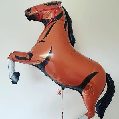 Horse Balloon Set, 30-Inch Horse-Shaped Balloons, 40-Inch Number Balloon and Star Balloons, Horse Racing-Themed Birthday Party Decorations