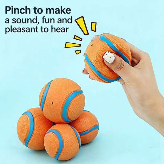 Dog Squeaky Toy Ball Elastic Rubber Ball Bite Resistant Interactive Training Teeth Cleaning Chew Toy For Small Medium Large Dogs