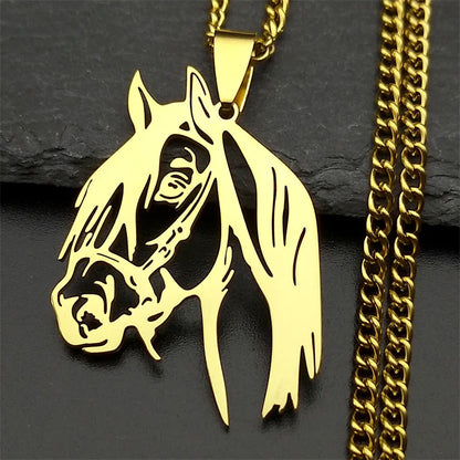Horse Head Pendant Necklace – Stainless Steel Animal Jewelry for Women & Men (N2026)