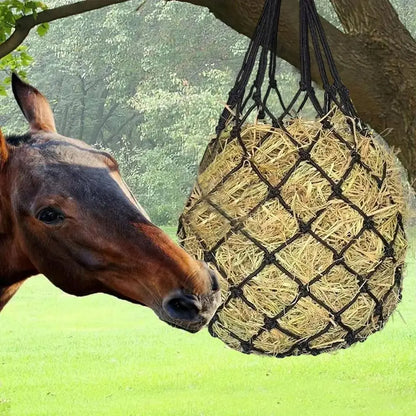 2-Piece Horse Slow-Feed Hay Net, 40-Inch Large-Capacity Hanging Hay Feeder Bag, Polyester Hay Bag for Horses, Equestrian Stable Accessory