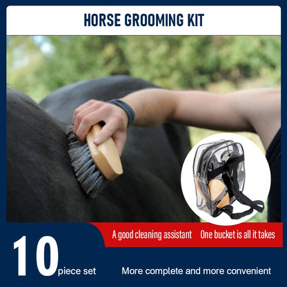 Professional Horse Grooming Kit – 10-Piece Complete Stable Cleaning & Care Tool Set