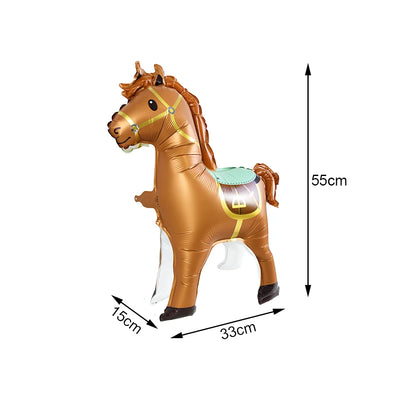 Horse Balloon Set, 30-Inch Horse-Shaped Balloons, 40-Inch Number Balloon and Star Balloons, Horse Racing-Themed Birthday Party Decorations
