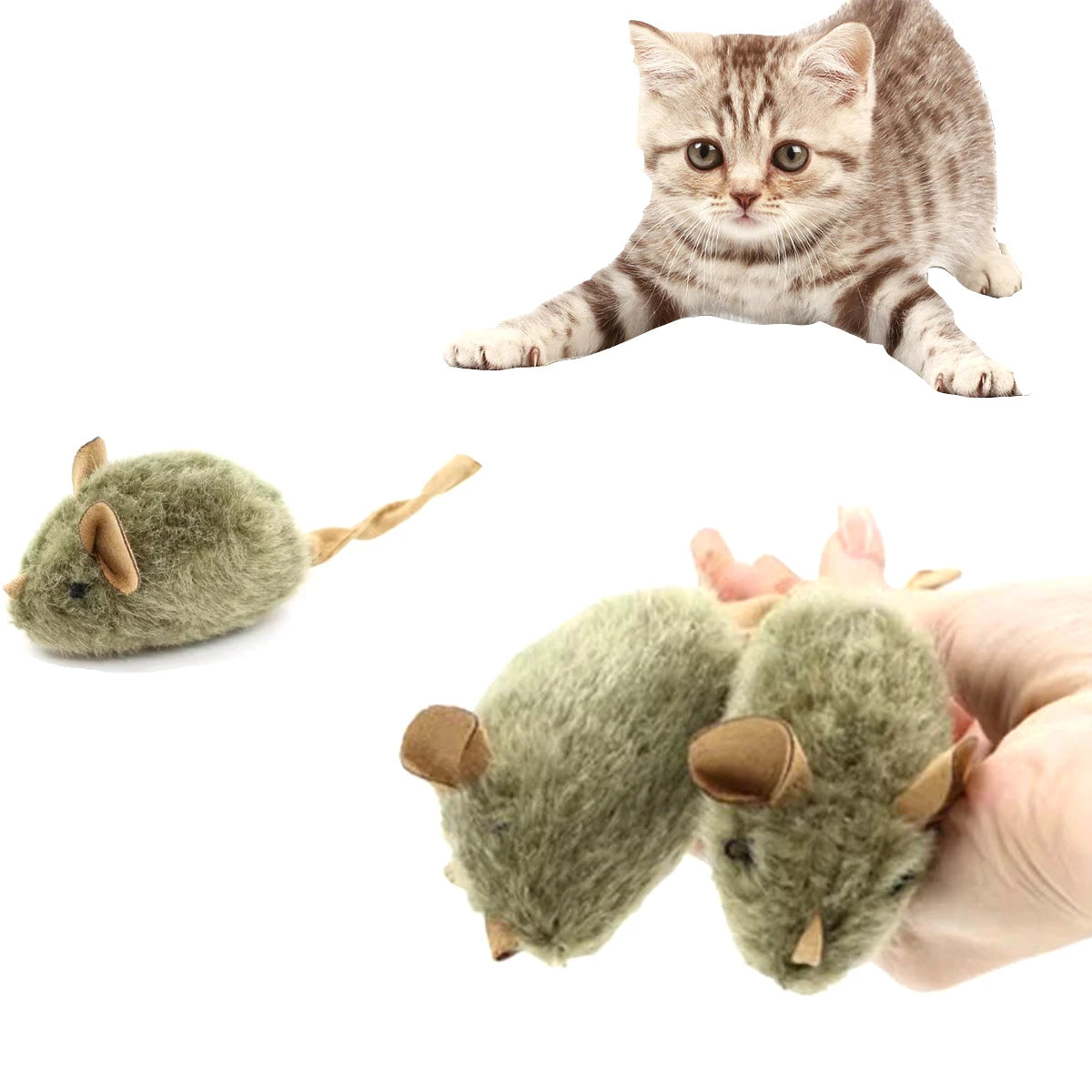 Interactive Mouse Plush Cat Chew Toy Squeaky Imitation Mice Bite Resistant Kitten Toy Interactive Plush Cat Toy Supplies