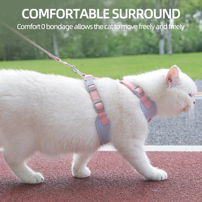 Pet Harness & Leash Set for Cats & Small Dogs, Breathable Durable Walking Harness
