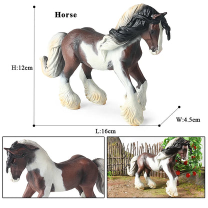 Oenux Realistic Horse Figurine, Forest Wild Steed Farm Animal Model, PVC Action Figure Toy, Haflinger and Ferghana Horse Collectible for Kids