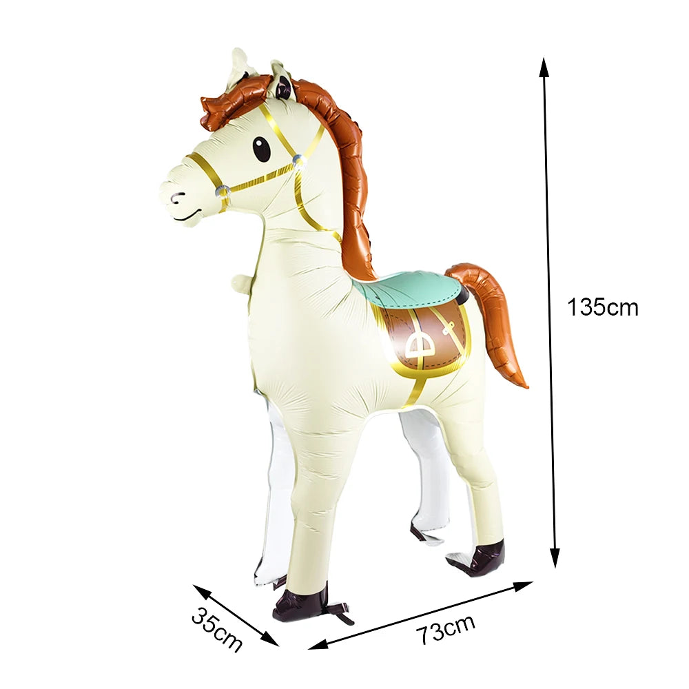 Horse Balloon Set, 30-Inch Horse-Shaped Balloons, 40-Inch Number Balloon and Star Balloons, Horse Racing-Themed Birthday Party Decorations