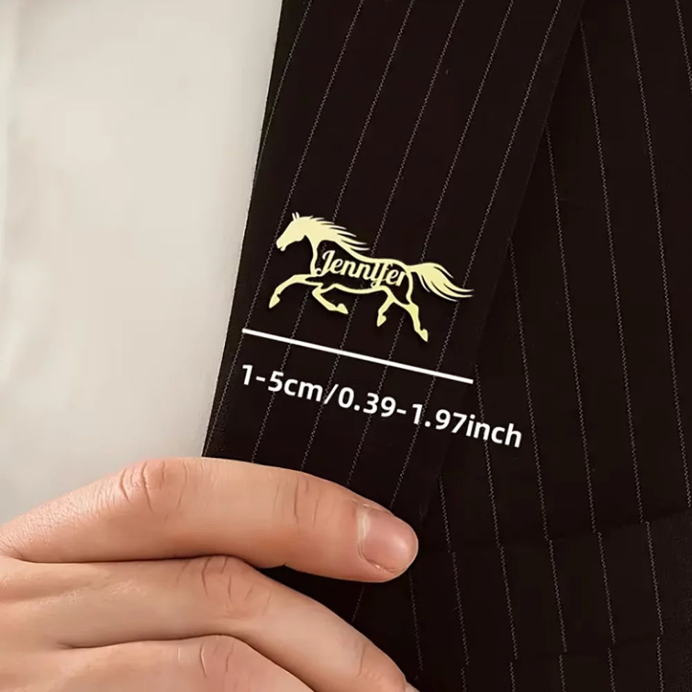 Custom Fierce Horse Brooch – Stainless Steel Engraved Lapel Pin for Men & Women Horse Lovers