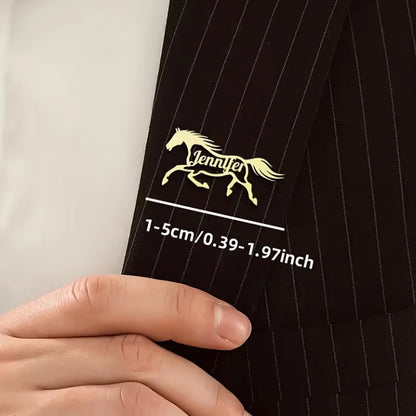 Custom Fierce Horse Brooch – Stainless Steel Engraved Lapel Pin for Men & Women Horse Lovers
