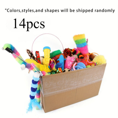 Cat Toys Mixed Pack (56/28/14 pcs) – Plastic & Plush Toy Variety Set for Multiple Cats