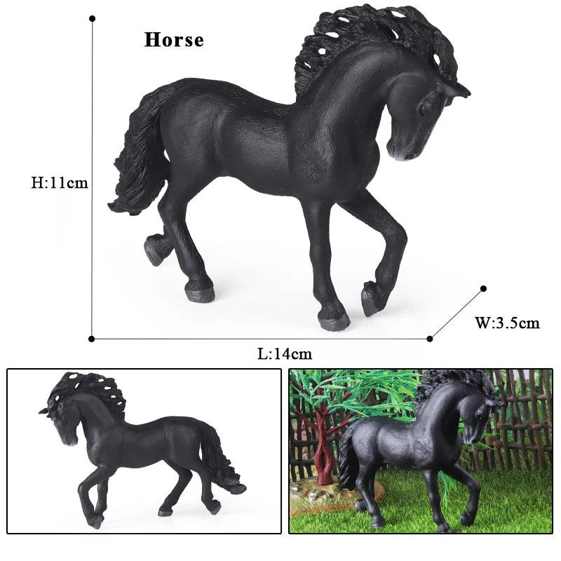 Oenux Realistic Horse Figurine, Forest Wild Steed Farm Animal Model, PVC Action Figure Toy, Haflinger and Ferghana Horse Collectible for Kids
