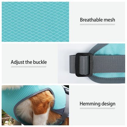 Cooling Vest for Dogs – Breathable Lightweight Adjustable Summer Jacket with Reflective Strips
