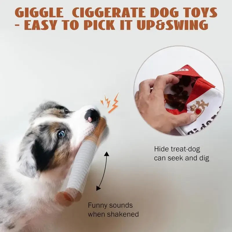 Squeaky Plush Dog Toy, Cigarette Design Interactive Chew Toy