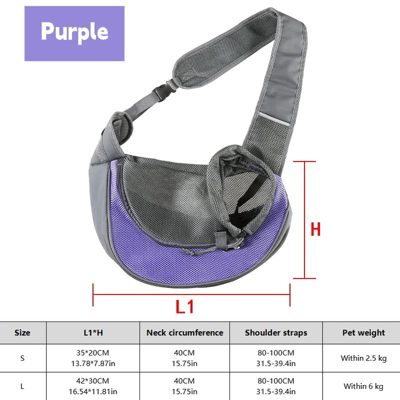 Dog & Cat Sling Carrier, Breathable Mesh Crossbody Backpack for Hiking & Travel