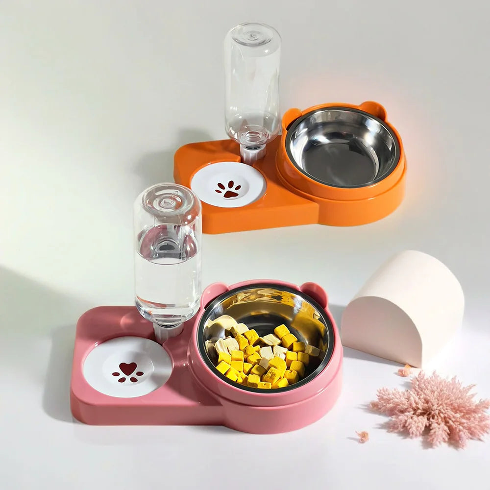 Pet Water & Food Bowl Set – Double Anti-Spill Dog/Cat Feeder with Non-Slip Base