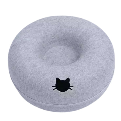 Round Cat Tunnel Bed, Felt Donut Nest & Scratcher for Kittens