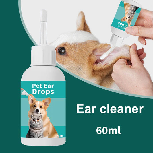 Pet Ear Cleaning Solution, Ear Mite Care for Cats & Dogs, Gentle Ear Wash