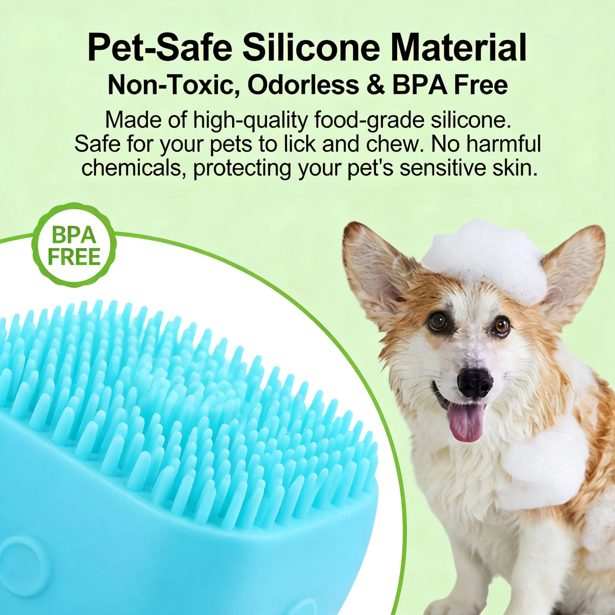 2-In-1 Silicone Pet Bath Brush with Shampoo Dispenser – Gentle Massage Grooming Tool
