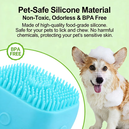 2-In-1 Silicone Pet Bath Brush with Shampoo Dispenser – Gentle Massage Grooming Tool