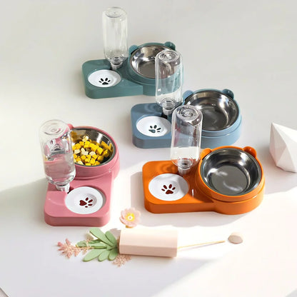Pet Water & Food Bowl Set – Double Anti-Spill Dog/Cat Feeder with Non-Slip Base
