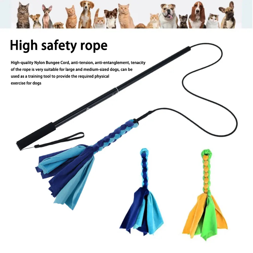 Dog Flirt Pole Toy – Interactive Chase & Training Teaser Wand with Rope Lure