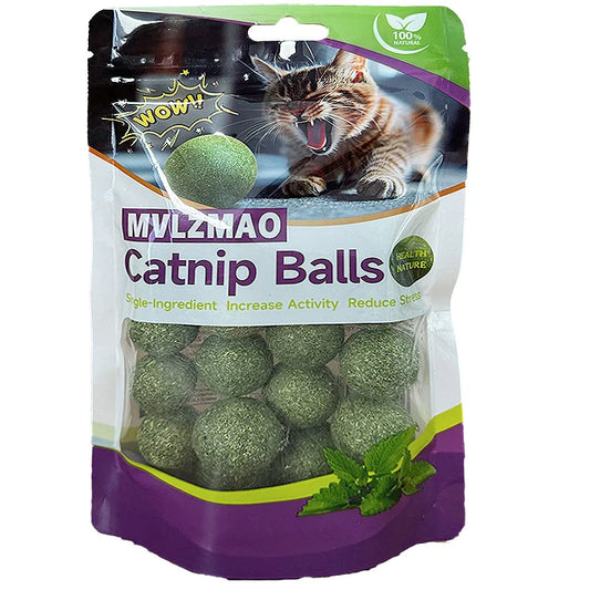 Catnip Ball Toy, Edible Cat Chew Ball for Dental Cleaning & Play