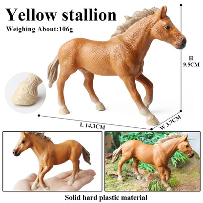 Oenux Realistic Horse Figurine, Forest Wild Steed Farm Animal Model, PVC Action Figure Toy, Haflinger and Ferghana Horse Collectible for Kids