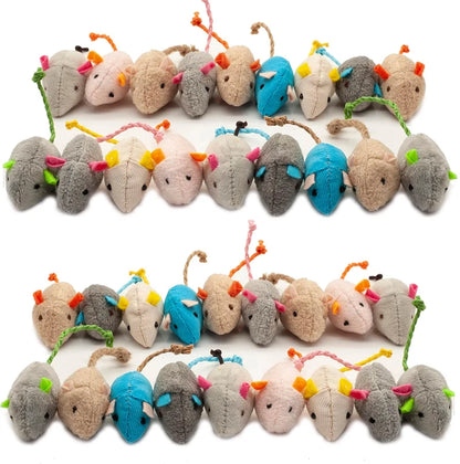 Catnip Rattle Mouse Toys (3–200 Pack) – Interactive Faux Fur Cat Mice Toys for Indoor Cats