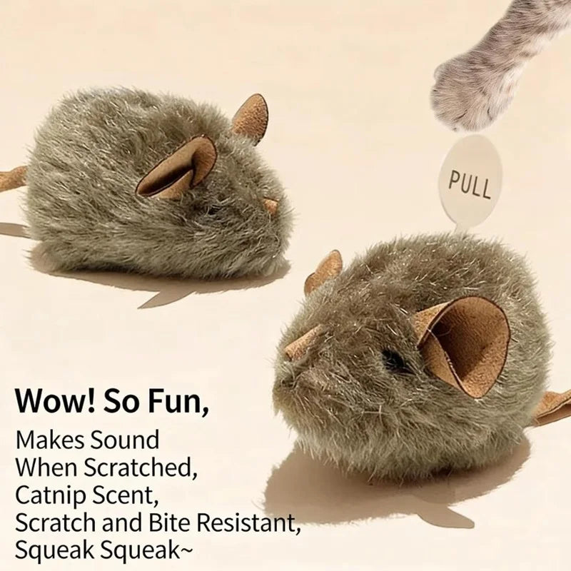 Interactive Mouse Plush Cat Chew Toy Squeaky Imitation Mice Bite Resistant Kitten Toy Interactive Plush Cat Toy Supplies