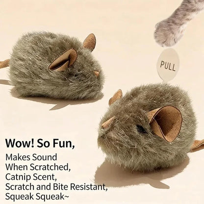 Interactive Mouse Plush Cat Chew Toy Squeaky Imitation Mice Bite Resistant Kitten Toy Interactive Plush Cat Toy Supplies
