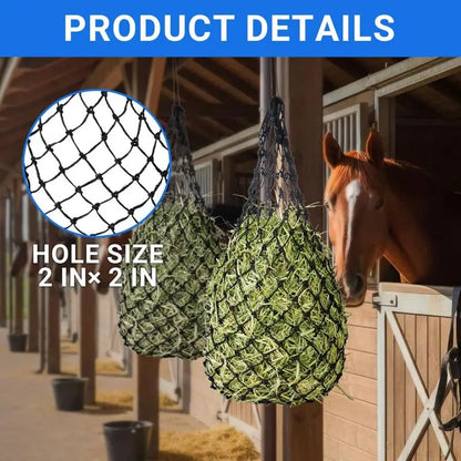 2 Pack Heavy-Duty Horse Hay Net Bags – 2" Hole Slow Feeder with Adjustable Drawstring