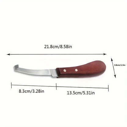 Double-Edge Horse Hoof Trimming Knife – Stainless Steel Farrier Tool with Wooden Handle